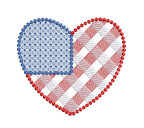 American Heart Flag USA Sketch Motif, Machine Embroidery Design, 6 Sizes PES DST++ Incl Digital Instant Download