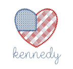 American Heart Flag USA Sketch Motif, Machine Embroidery Design, 6 Sizes PES DST++ Incl Digital Instant Download
