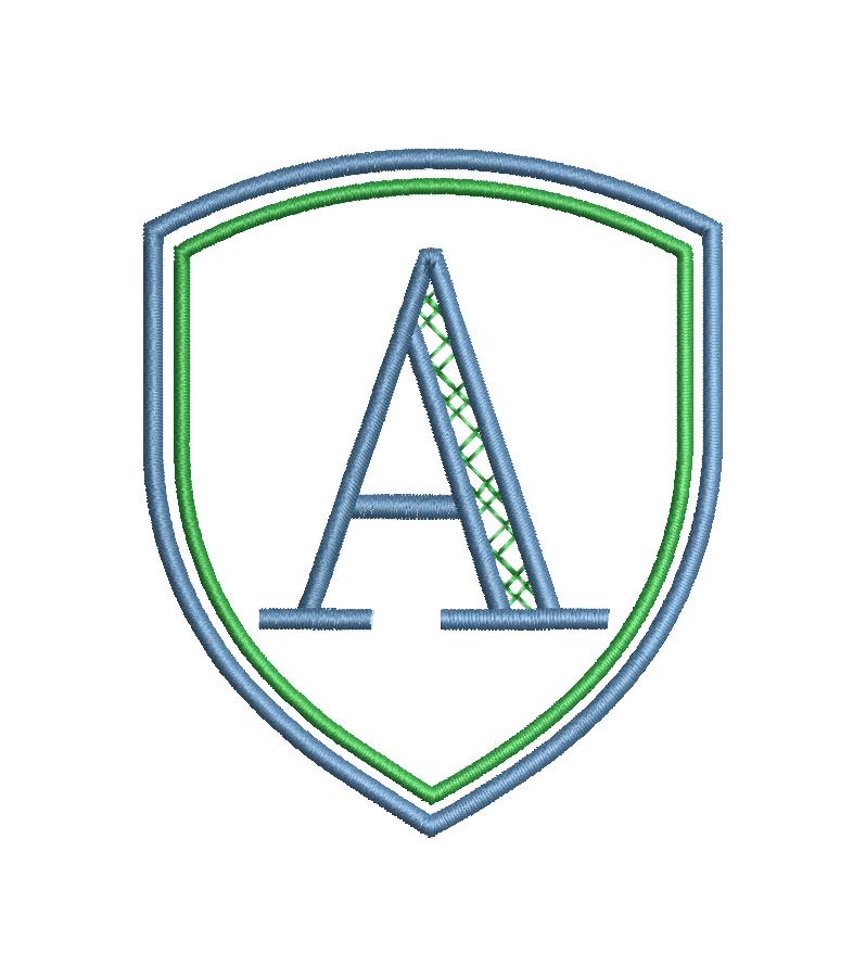 Double Sheild Satin Crest Monogram Frame, Machine Embroidery Design, 9 Sizes, PES DST+++ Incl Digital Instant Download