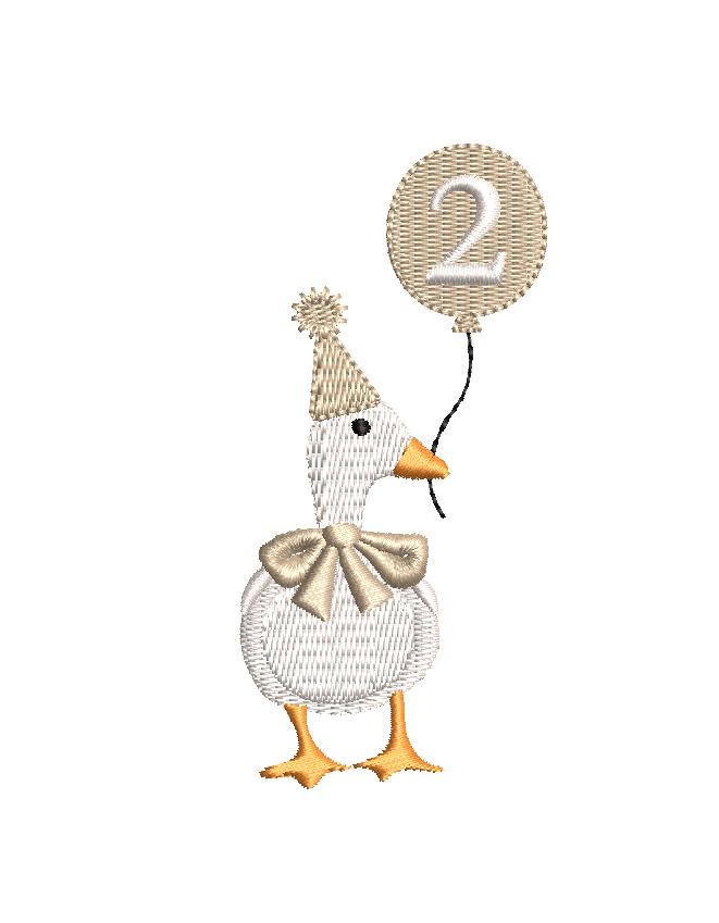 2nd Birthday White Duck Vintage Bow Tie, Classic Heirloom Design, for Machine Embroidery, 5 Sizes PES++ Incl Digital Instant Download