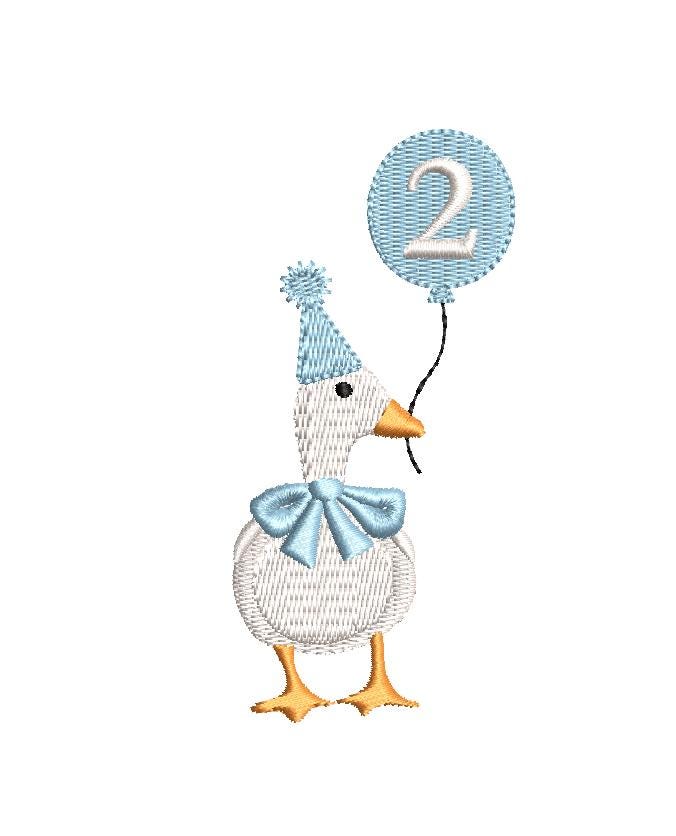 2nd Birthday White Duck Vintage Bow Tie, Classic Heirloom Design, for Machine Embroidery, 5 Sizes PES++ Incl Digital Instant Download