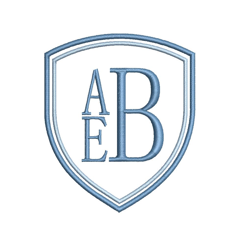 Double Sheild Satin Crest Monogram Frame, Machine Embroidery Design, 9 Sizes, PES DST+++ Incl Digital Instant Download