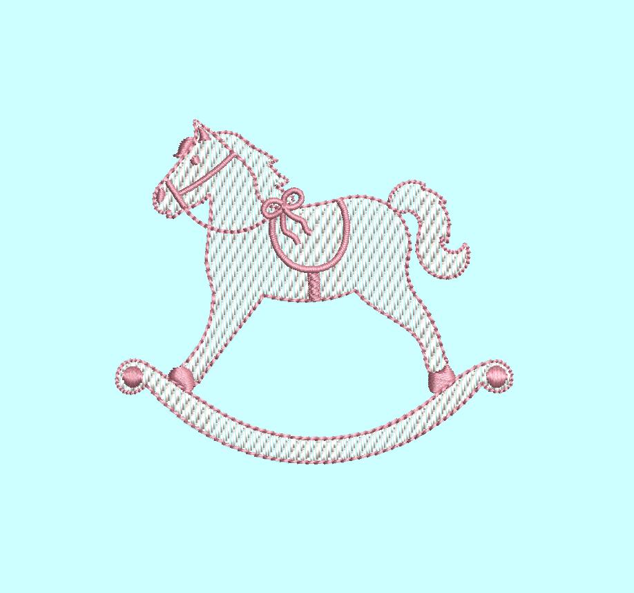 Rocking Horse SKETCH Machine Embroidery Design, 7 Sizes, PES DST+++ Incl Digital Instant Download