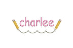 Scalloped Line & Pencils Embroidery Design, Back to School Name Frame (PES++ Digital Download, 6 Sizes