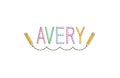 Scalloped Line & Pencils Embroidery Design, Back to School Name Frame (PES++ Digital Download, 6 Sizes
