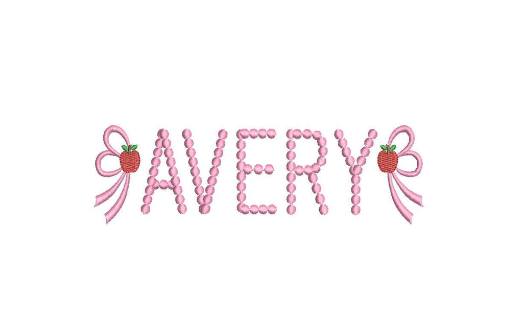 Apple Side Bow Back to School Embroidery Design, Monogram or Name Frame (PES++ Digital Download, 5 Sizes