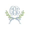 Laurel & Bow Monogram Frame, Embroidery Design, PES++ Digital Download, 8 Sizes