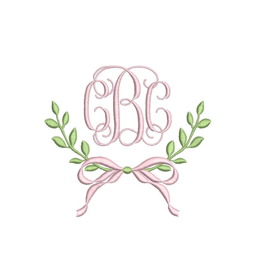 Laurel & Bow Monogram Frame, Embroidery Design, PES++ Digital Download, 8 Sizes