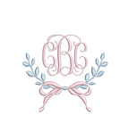 Laurel & Bow Monogram Frame, Embroidery Design, PES++ Digital Download, 8 Sizes