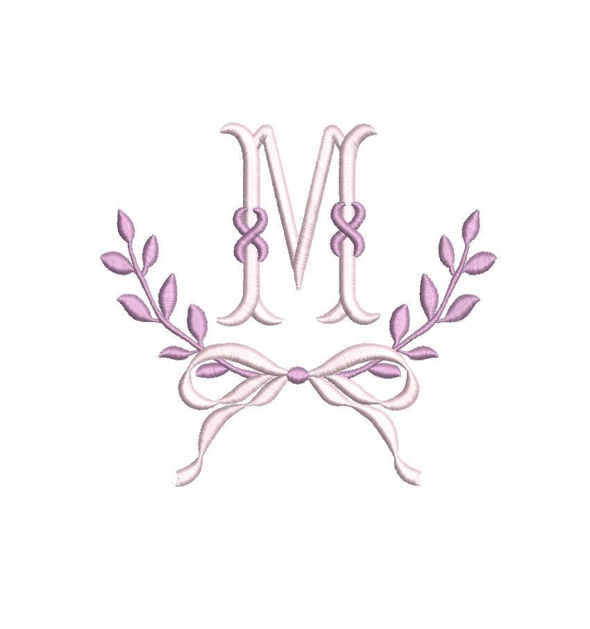Laurel & Bow Monogram Frame, Embroidery Design, PES++ Digital Download, 8 Sizes