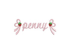 Strawberry Side Bow Embroidery Design, Monogram or Name Frame (PES++ Digital Download, 5 Sizes