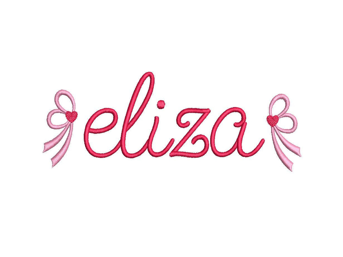 Heart Side Bow Embroidery Design, Monogram or Name Frame (PES++ Digital Download, 5 Sizes