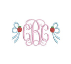Apple Side Bow Back to School Embroidery Design, Monogram or Name Frame (PES++ Digital Download, 5 Sizes
