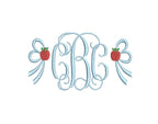 Apple Side Bow Back to School Embroidery Design, Monogram or Name Frame (PES++ Digital Download, 5 Sizes