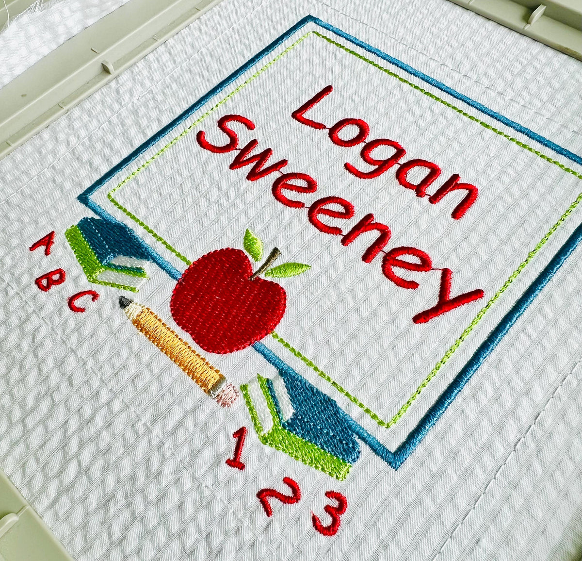 Back to School Embroidery Design, Monogram or Name Frame (PES++ Digital Download, 6 Sizes