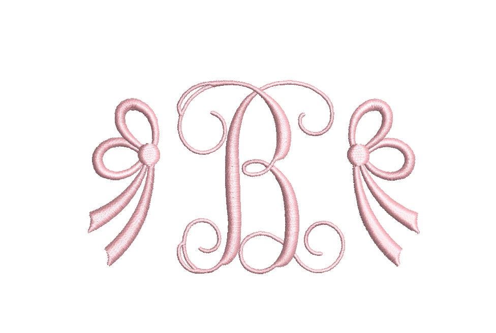 Side Bow, One or Two Colors Embroidery Design, Monogram or Name Frame (PES++ Digital Download, 5 Sizes