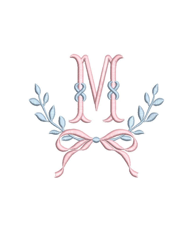 Laurel & Bow Monogram Frame, Embroidery Design, PES++ Digital Download, 8 Sizes