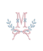 Laurel & Bow Monogram Frame, Embroidery Design, PES++ Digital Download, 8 Sizes