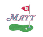 Golf Green Split Pin Flagpole, 2 Styles, Machine Embroidery Design Name Frame , 5 Sizes PES++ Incl Digital Instant Download