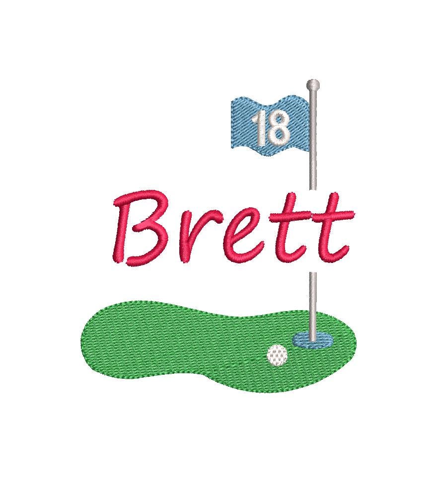 Golf Green Split Pin Flagpole, 2 Styles, Machine Embroidery Design Name Frame , 5 Sizes PES++ Incl Digital Instant Download