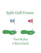 Golf Green Split Pin Flagpole, 2 Styles, Machine Embroidery Design Name Frame , 5 Sizes PES++ Incl Digital Instant Download