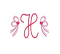Heart Side Bow Embroidery Design, Monogram or Name Frame (PES++ Digital Download, 5 Sizes