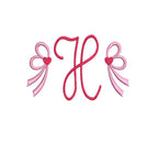 Heart Side Bow Embroidery Design, Monogram or Name Frame (PES++ Digital Download, 5 Sizes