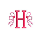 Heart Side Bow Embroidery Design, Monogram or Name Frame (PES++ Digital Download, 5 Sizes