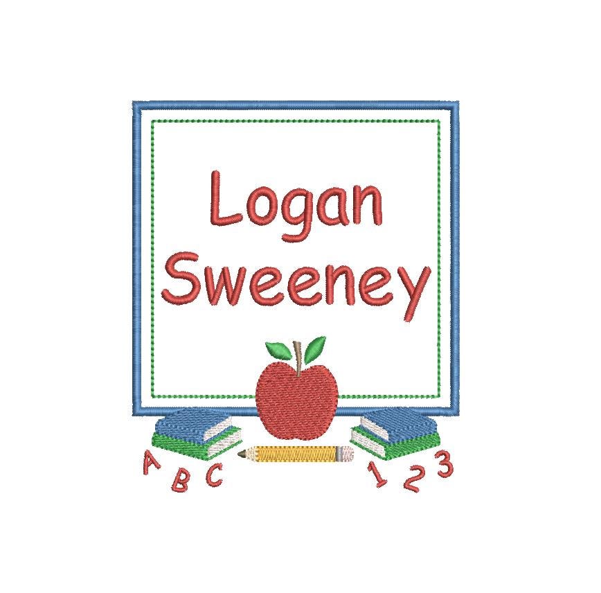Back to School Embroidery Design, Monogram or Name Frame (PES++ Digital Download, 6 Sizes