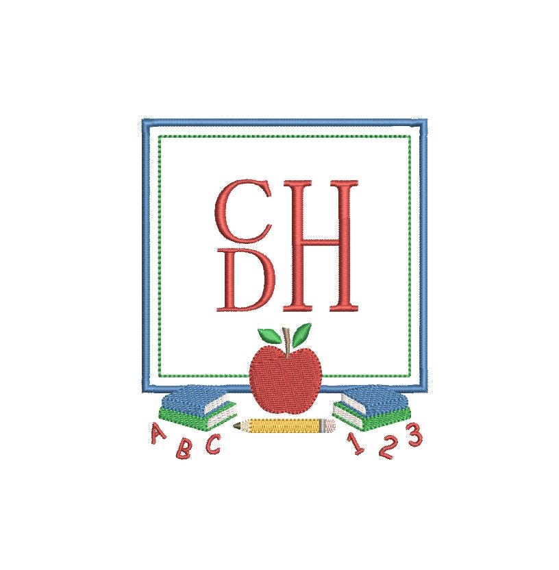 Back to School Embroidery Design, Monogram or Name Frame (PES++ Digital Download, 6 Sizes