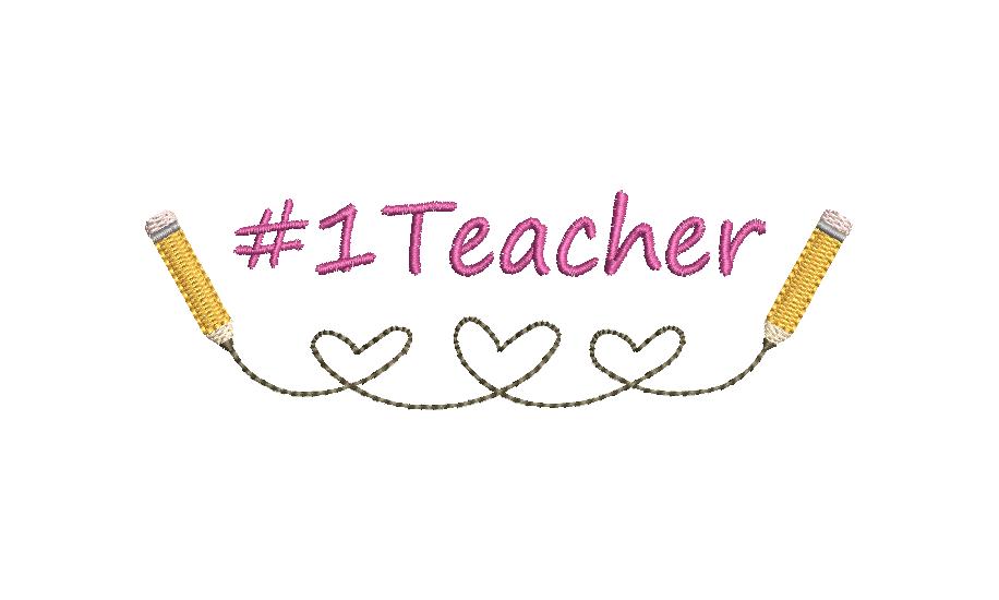 Hearts & Pencils Line Embroidery Design, Back to School Name Frame (PES++ Digital Download, 6 Sizes