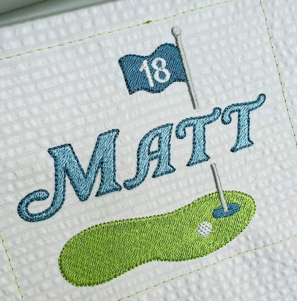Golf Green Split Pin Flagpole, 2 Styles, Machine Embroidery Design Name Frame , 5 Sizes PES++ Incl Digital Instant Download