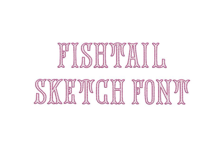 Fishtail Sketch Font All Caps Machine Embroidery Design 8 Sizes BX PES DST+++ Incl Digital Instant Download